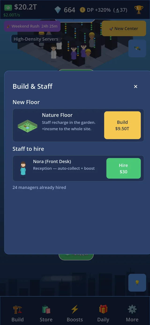 Build & Staff — new floors and hires